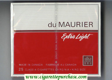 Du Maurier Extra Light 25s cigarettes wide flat hard box